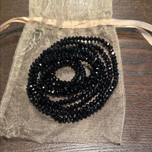 Black Faceted Crystal Bead Necklace - Elegant Women's Jewelry